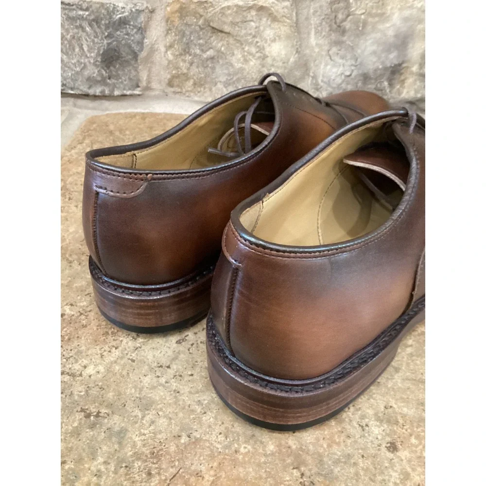 Allen Edmonds Reserve Manhattan Coffee Brown Leather Cap Toe Oxford Shoes 12 New